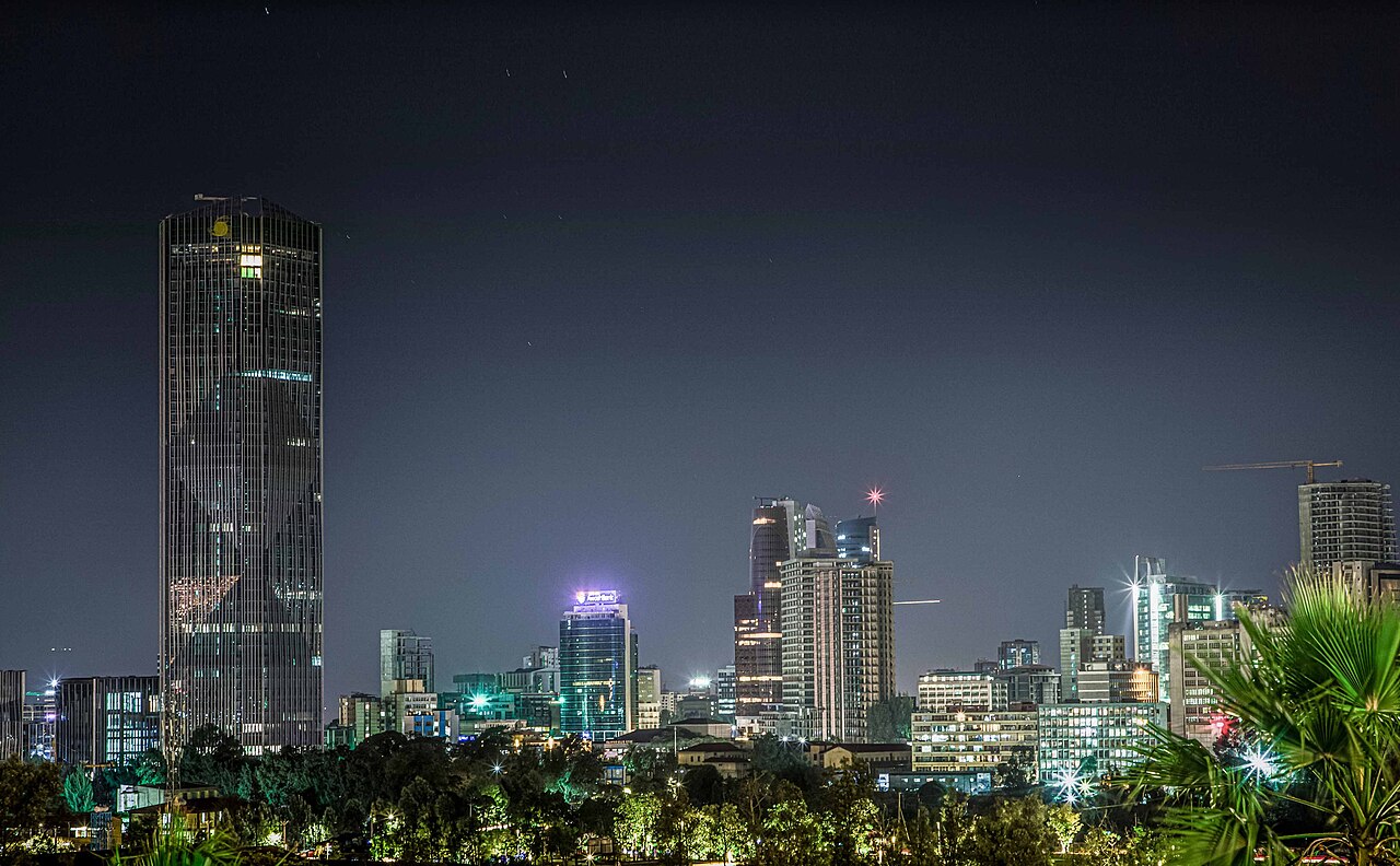 Addis Ababa at night — seat of the federal government and the African Union